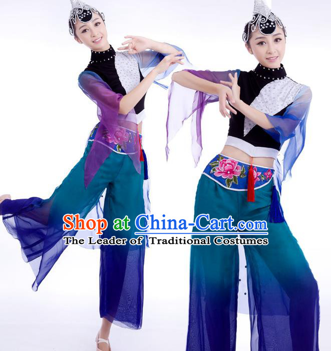 Chinese Traditional Folk Dance Stage Performance Costume, China Classical Yangko Dance Dress Clothing for Women