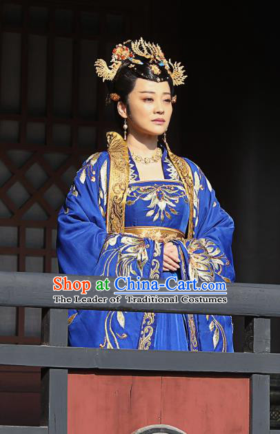 Nirvana in Fire II Chinese Ancient Palace Queen Hanfu Dress Empress Embroidered Historical Costumes and Headpiece Complete Set