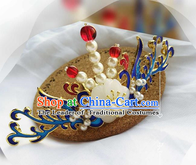 Chinese Traditional Ancient Hair Accessories Classical Blueing Hair Comb Hanfu Hairpins for Women