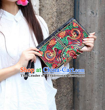 Chinese Traditional Embroidery Dragons Craft Embroidered Black Purse Handmade Handbag for Women