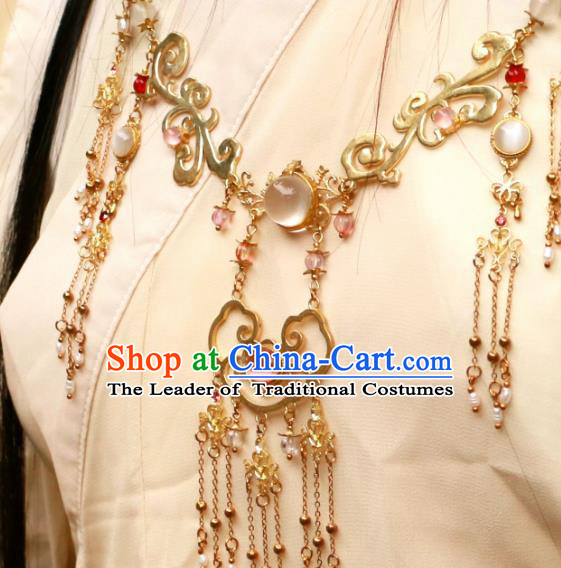 Chinese Traditional Ancient Accessories Classical Brass Necklace Hanfu Conophytum Pucillum for Women