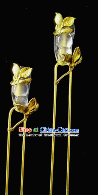 Chinese Traditional Ancient Hair Accessories Classical Hanfu Brass Hairpins for Women