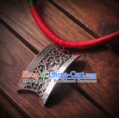 Chinese Traditional Embroidery Accessories Handmade Miao Sliver Necklace for Women