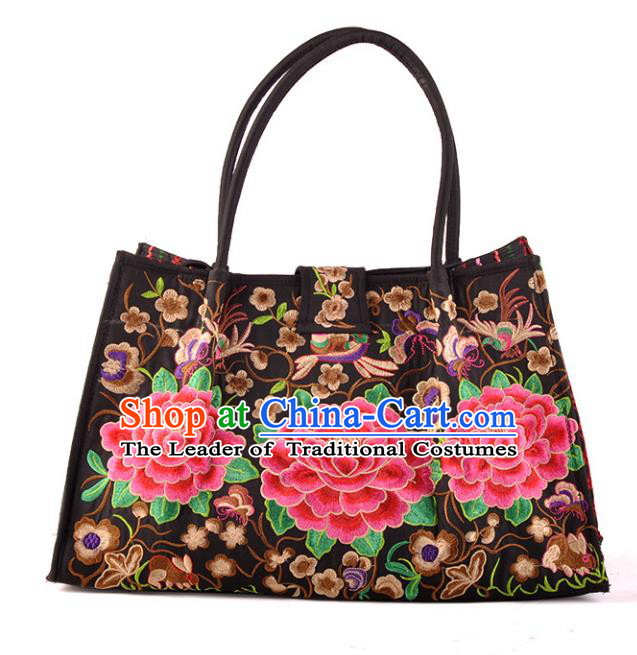 Chinese Traditional Embroidery Craft Embroidered Peony Bags Handmade Handbag for Women