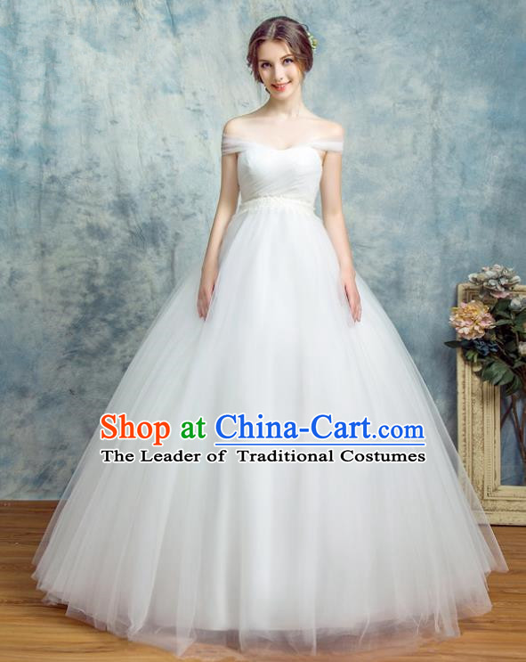 Top Grade Advanced Customization Wedding Dress White Bridal Veil Full Dress Costume for Women