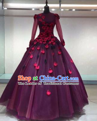 Top Grade Advanced Customization Wedding Dress Princess Dress Purple Bridal Veil Full Dress Costume for Women