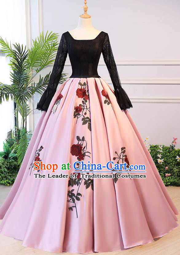 Top Grade Advanced Customization Pink Bubble Evening Dress Wedding Dress Compere Bridal Full Dress for Women