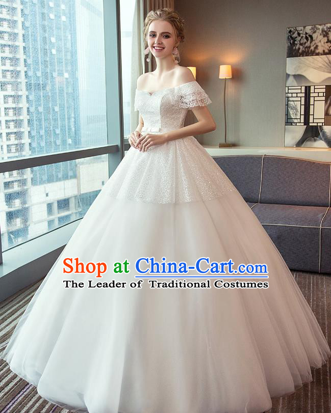 Top Grade Wedding Costume White Veil Evening Dress Advanced Customization Bubble Dress Compere Bridal Full Dress for Women