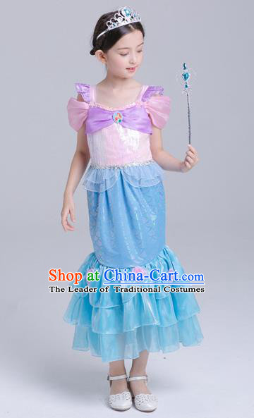 Top Grade Halloween Costumes Stage Performance Princess Mermaid Full Dress Children Modern Dance Clothing for Kids