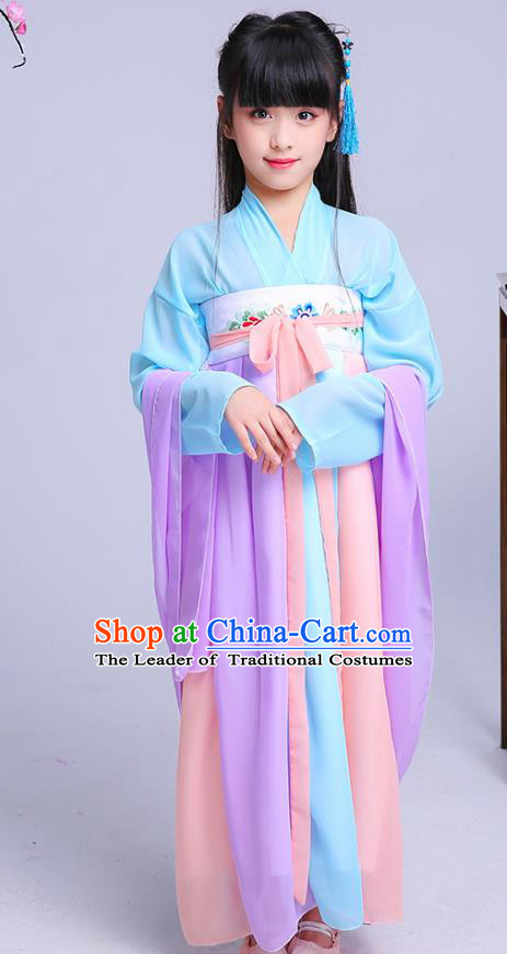 Chinese Traditional Folk Dance Costumes Ancient Hanfu Dress Children Classical Dance Clothing for Kids