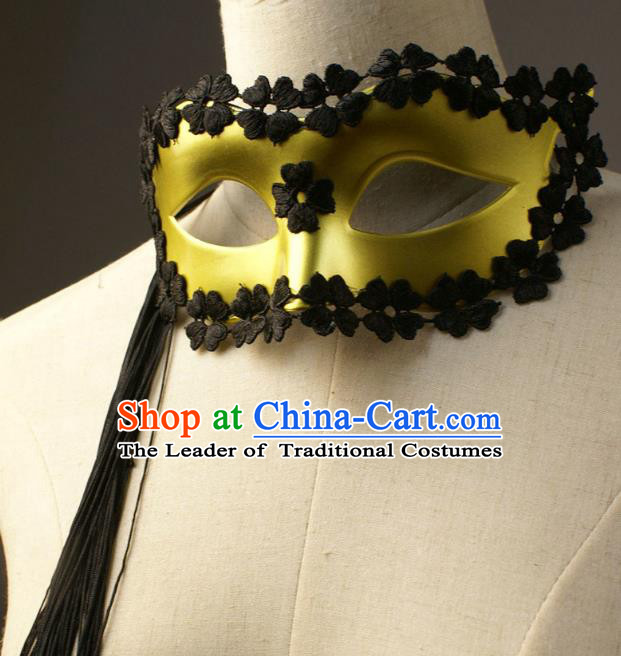 Halloween Exaggerated Tassel Golden Face Mask Fancy Ball Props Stage Performance Accessories Christmas Mysterious Masks