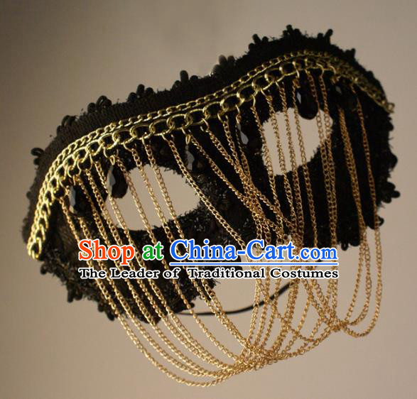 Halloween Exaggerated Chain Face Mask Fancy Ball Props Stage Performance Accessories Christmas Mysterious Masks