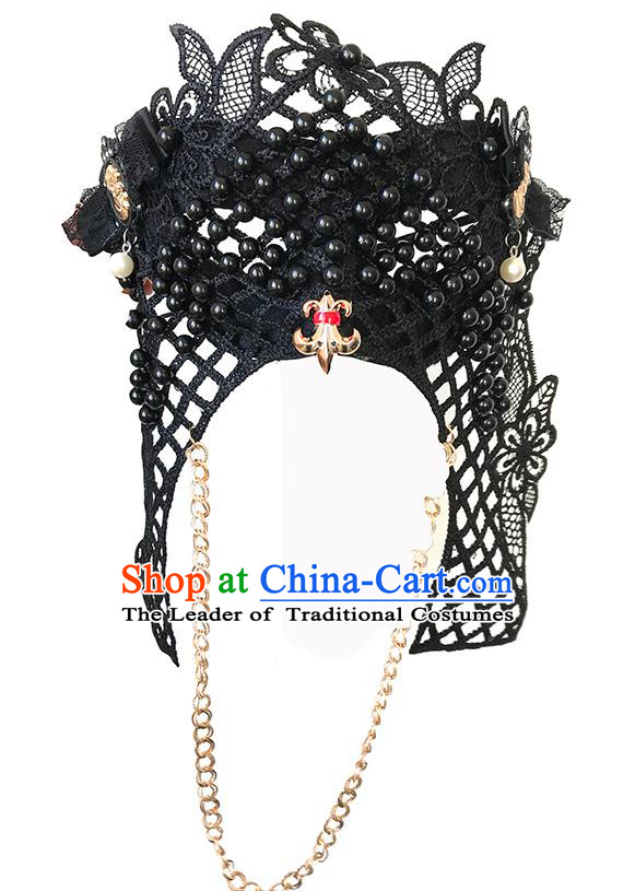 Halloween Catwalks Venice Face Mask Fancy Ball Black Beads Masks Christmas Exaggerated Feather Masks