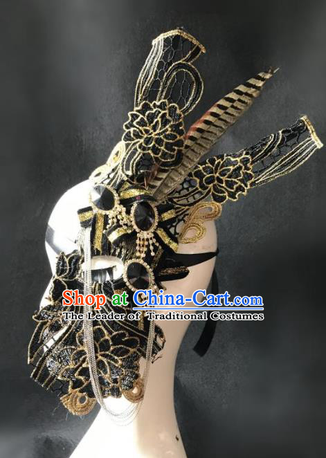 Halloween Catwalks Venice Face Mask Fancy Ball Half Masks Christmas Exaggerated Feather Masks