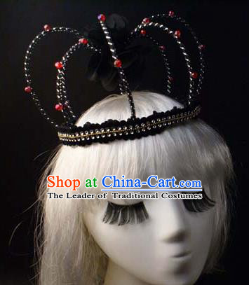 Top Grade Catwalks Hair Accessories Exaggerated Queen Royal Crown Halloween Modern Fancywork Headwear