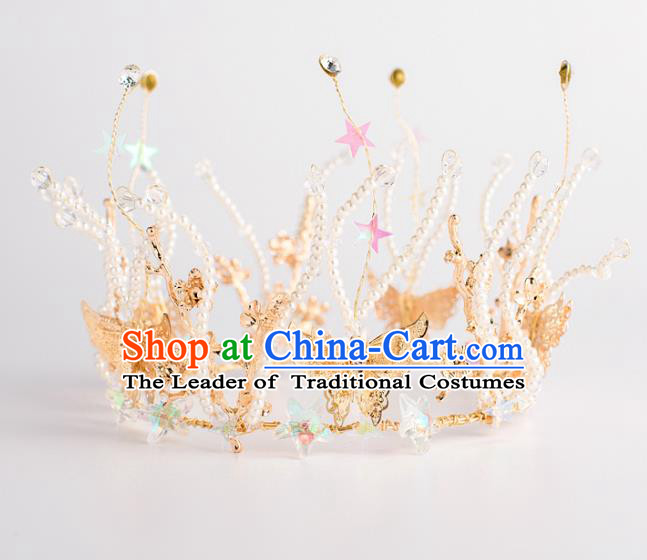 Baroque Bride Hair Accessories Classical Wedding Hair Clasp Golden Butterfly Imperial Crown Headwear for Women