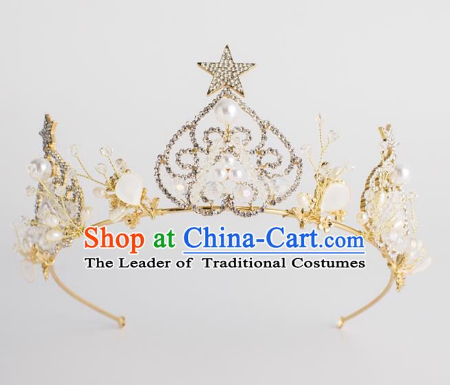 Baroque Bride Hair Accessories Pearls Royal Crown Classical Wedding Princess Imperial Crown for Women