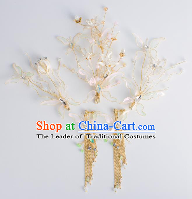 Bride Hair Accessories Wedding Crystal Flowers Hair Claws and Earrings Headwear for Women