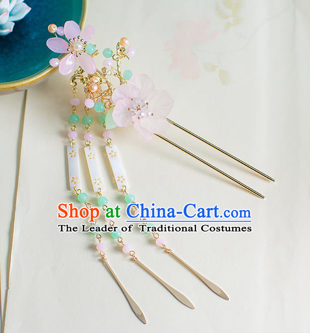 Chinese Traditional Palace Hair Accessories Jade Tassel Step Shake Ancient Xiuhe Suit Hairpins for Women