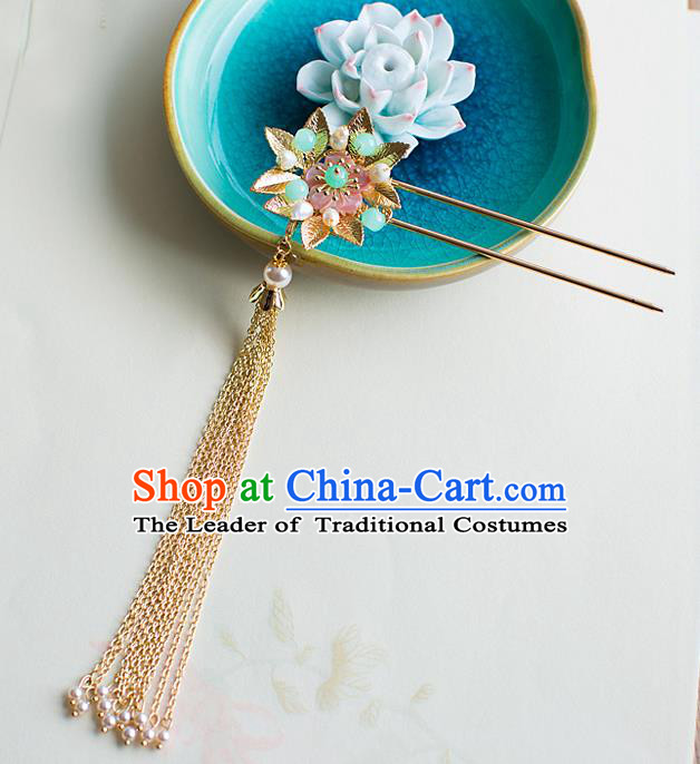 Chinese Traditional Palace Hair Accessories Xiuhe Suit Hair Clip Step Shake Ancient Tassel Hairpins for Women