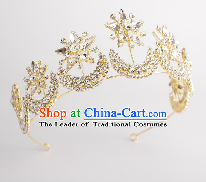 Classical Bride Hair Accessories Wedding Crystal Moon Stars Hair Clasp Headwear for Women