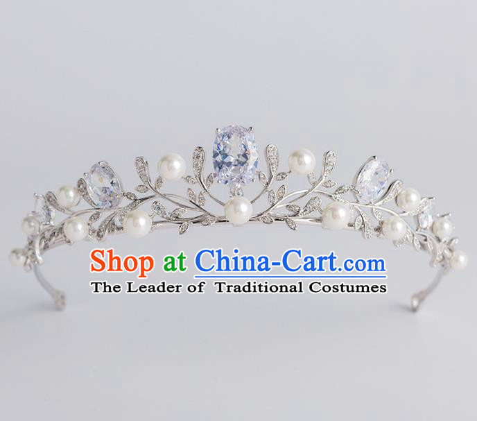 Baroque Princess Pearls Royal Crown Bride Classical Hair Accessories Wedding Zircon Imperial Crown for Women