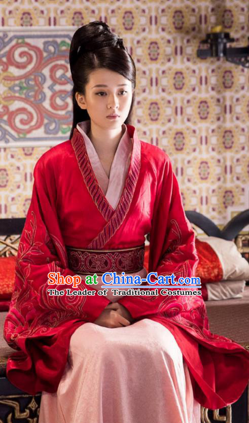 Chinese Ancient Princess Consort Hanfu Dress Television Drama Nirvana in Fire Xun Anru Embroidered Replica Costume for Women