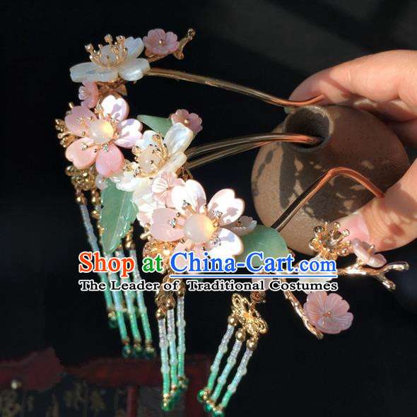 Traditional Handmade Chinese Ancient Classical Hair Accessories Shell Flowers Hairpins Hair Stick for Women