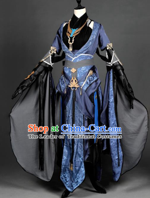 Chinese Ancient Taoist Nun Costume Cosplay Female Knight-errant Dress Hanfu Clothing for Women