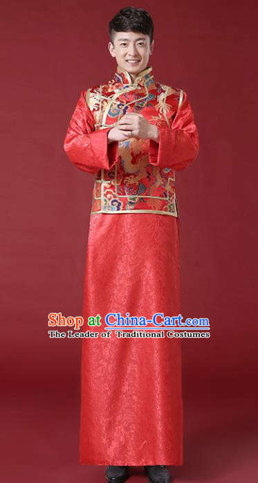 Chinese Traditional Wedding Embroidered Costume Ancient Bridegroom Mandarin Jacket Tang Suit Clothing for Men