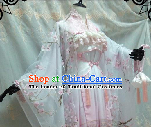 Chinese Ancient Cosplay Palace Lady Pink Hanfu Dress Tang Dynasty Princess Embroidered Costume for Women