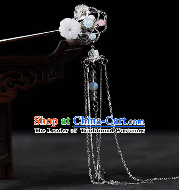 Chinese Traditional Handmade Hair Accessories Ancient Tassel Hairpins Hanfu Shell Step Shake for Women