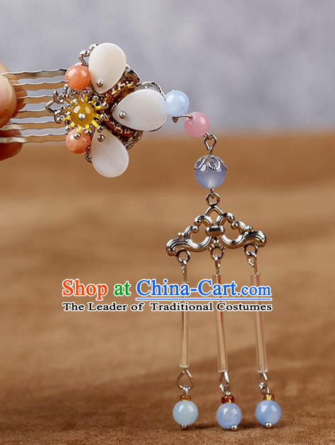 Chinese Traditional Handmade Hair Accessories Ancient Hairpins Hanfu Tassel Hair Comb for Women