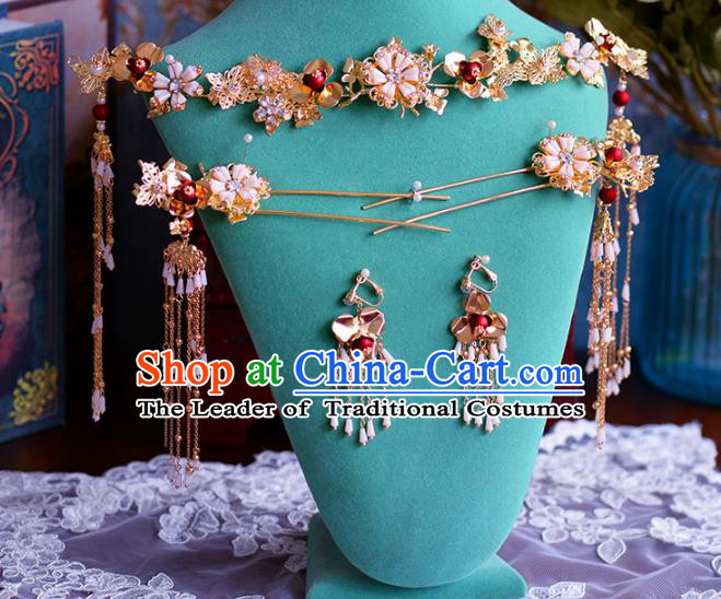 Chinese Traditional Handmade Hair Accessories Ancient Hair Clasp Tassel Hairpins Complete Set for Women