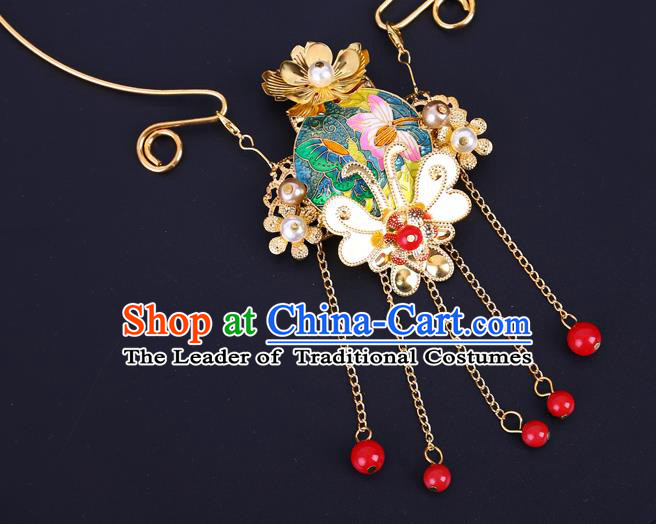 Traditional Chinese Jewelry Accessories Lotus Necklace Ancient Hanfu Golden Necklet for Women