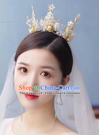 Baroque Style Hair Jewelry Accessories Bride Royal Crown Princess Pearls Imperial Crown for Women