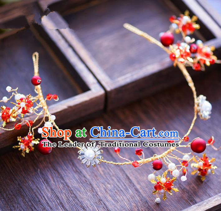 Top Grade Handmade Hair Accessories Bride Golden Hair Clasp Headwear for Women