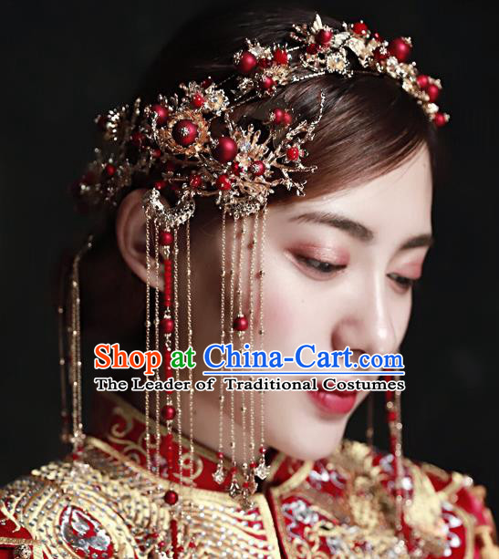 Chinese Ancient Handmade Hair Accessories Traditional Xiuhe Suit Hair Clips Hairpins Complete Set for Women