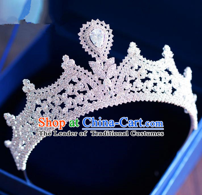 Handmade Baroque Hair Jewelry Accessories Zircon Royal Crown Princess Imperial Crown for Women