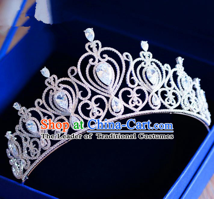 Top Grade Handmade Baroque Princess Zircon Royal Crown Hair Imperial Crown for Women