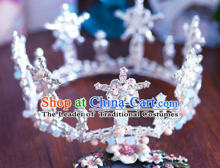 Baroque Style Hair Jewelry Accessories Bride Crystal Round Royal Crown Princess Imperial Crown for Women