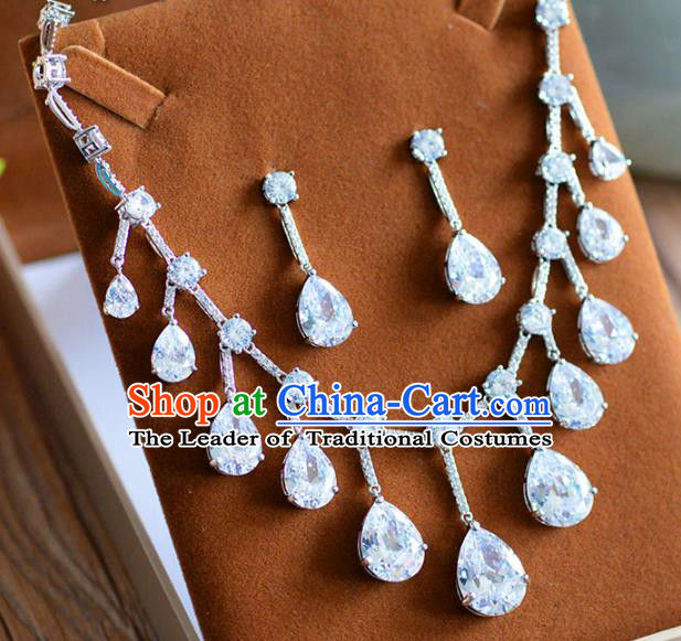 Top Grade Handmade Wedding Zircon Jewelry Accessories Necklace and Earrings for Women