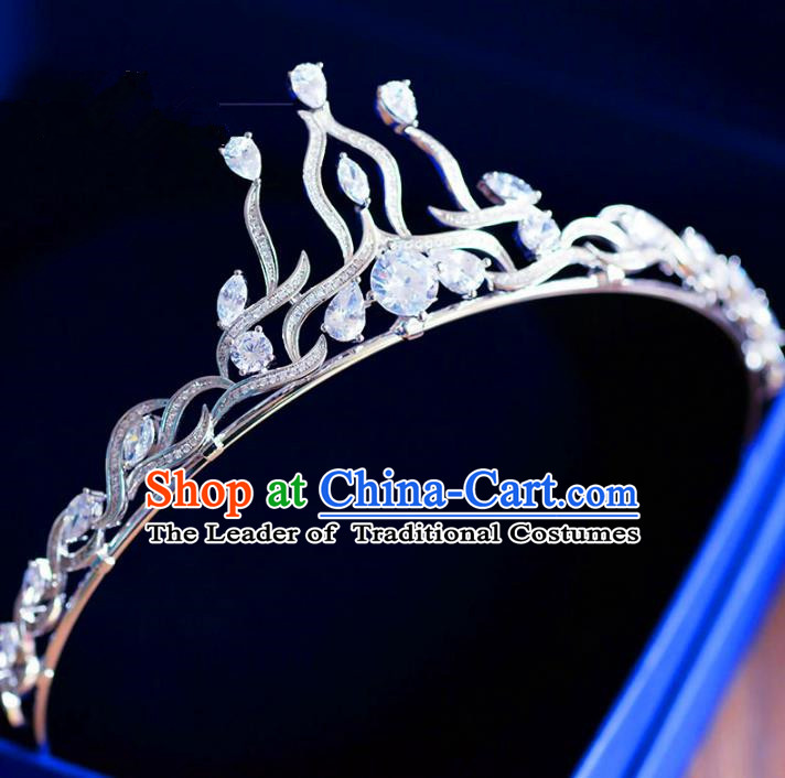 Top Grade Handmade Baroque Hair Accessories Princess Zircon Royal Crown Headwear for Women