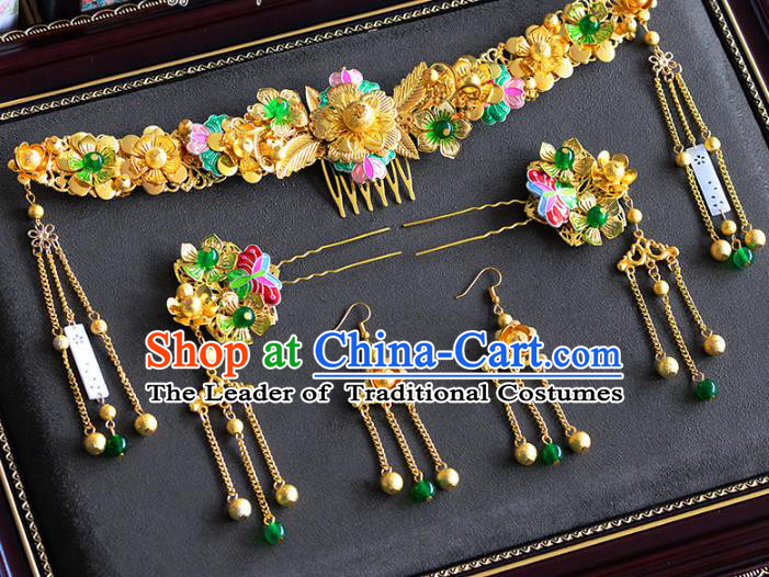 Ancient Chinese Handmade Classical Hair Accessories Xiuhe Suit Hair Clasp Hairpins Complete Set for Women