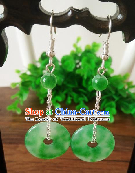 Top Grade Chinese Handmade Wedding Accessories Hanfu Palace Jade Earrings for Women