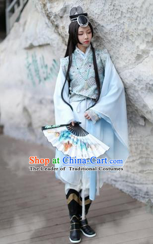 Ancient Chinese Cosplay Young Swordsman Embroidered Costume Ming Dynasty Knight-Errant Clothing for Men