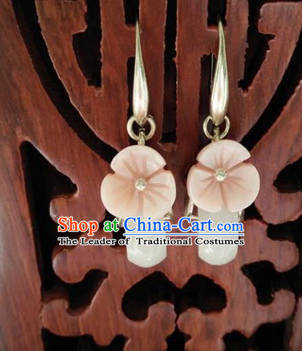 Chinese Handmade Accessories Hanfu White Jade Eardrop Ancient Earrings for Women