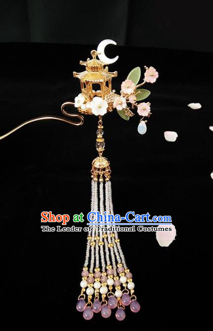 Chinese Ancient Hair Accessories Hanfu Hairpins Handmade Tassel Step Shake Hair Clip for Women