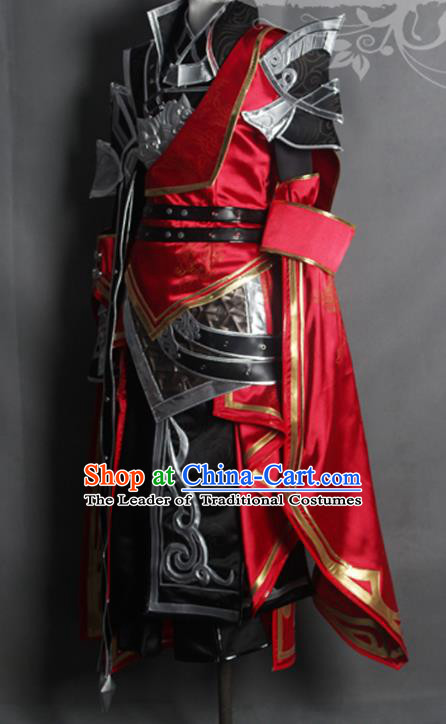 Chinese Ancient Cosplay Warrior Costume Nobility Childe Swordsman Body Armour and Boots for Men