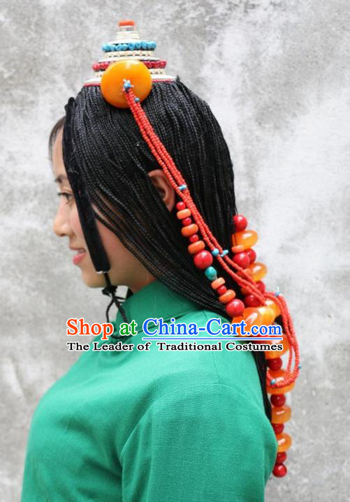 Chinese Zang Nationality Handmade Hair Accessories Tibetan Minority Headwear for Women